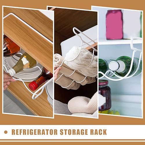 Miniatura 5 de Cabilock Soporte para botellas de vino y agua para refrigerador, soporte de hierro para almacenamiento de vino, soporte de almacenamiento de cocina,