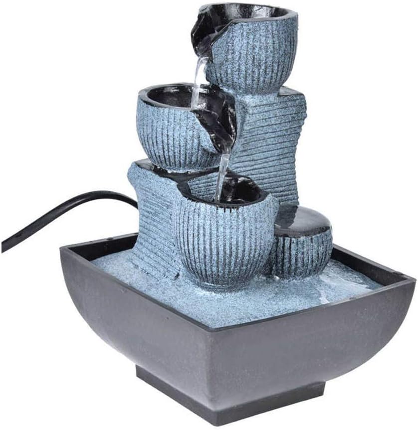 Shape Desktop Fountain Running Water Home Tabletop Decoration Resin Landscape Ornament with Light Home Decoration