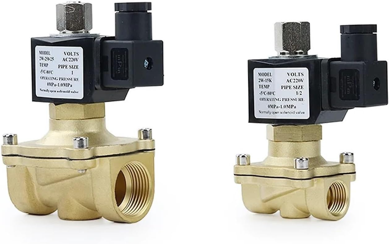1/4 3/8 1/2 3/4 1 Inch Electric Solenoid Valve DN8/15/20/25 Brass Normally Open Pneumatic For Water Oil Air 12V 24V 220V 110V 1Pcs(DN8,DC12V)