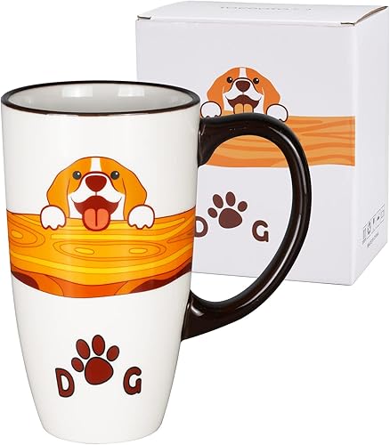 Taza de café de cerámica de porcelana novedosa taza de perro para amantes de los perros, taza de té grande de 20 onzas, regalos de cumpleaños para