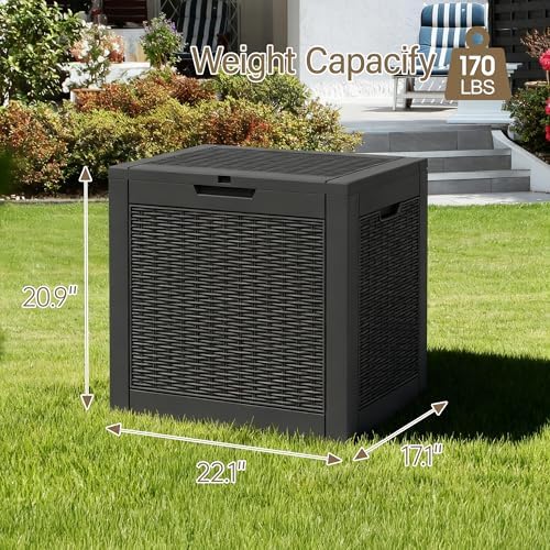 GULAIMOAO Outdoor Storage Box, 31 Gallon Deck Box with Lockable Lid, Waterproof Resin Storage Bin for Patio Furniture, Garden Tools, Cushions, Black - 1