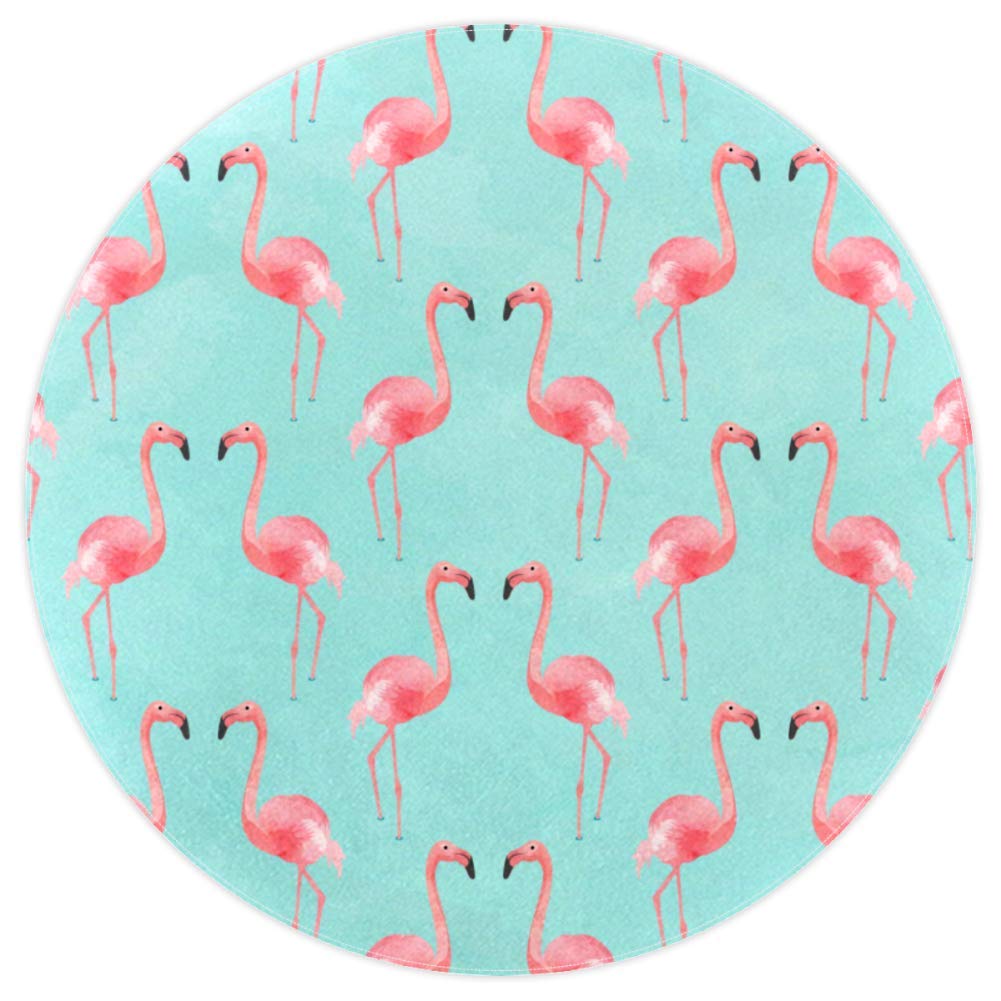 Tapis rond rose flamant rose en tissu polyester haut de gamme douceur 120cm