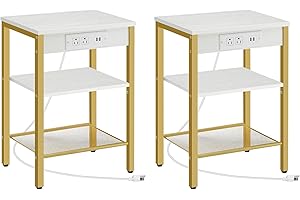 HOOBRO End Tables Set of 2 with Charging Station and USB Ports