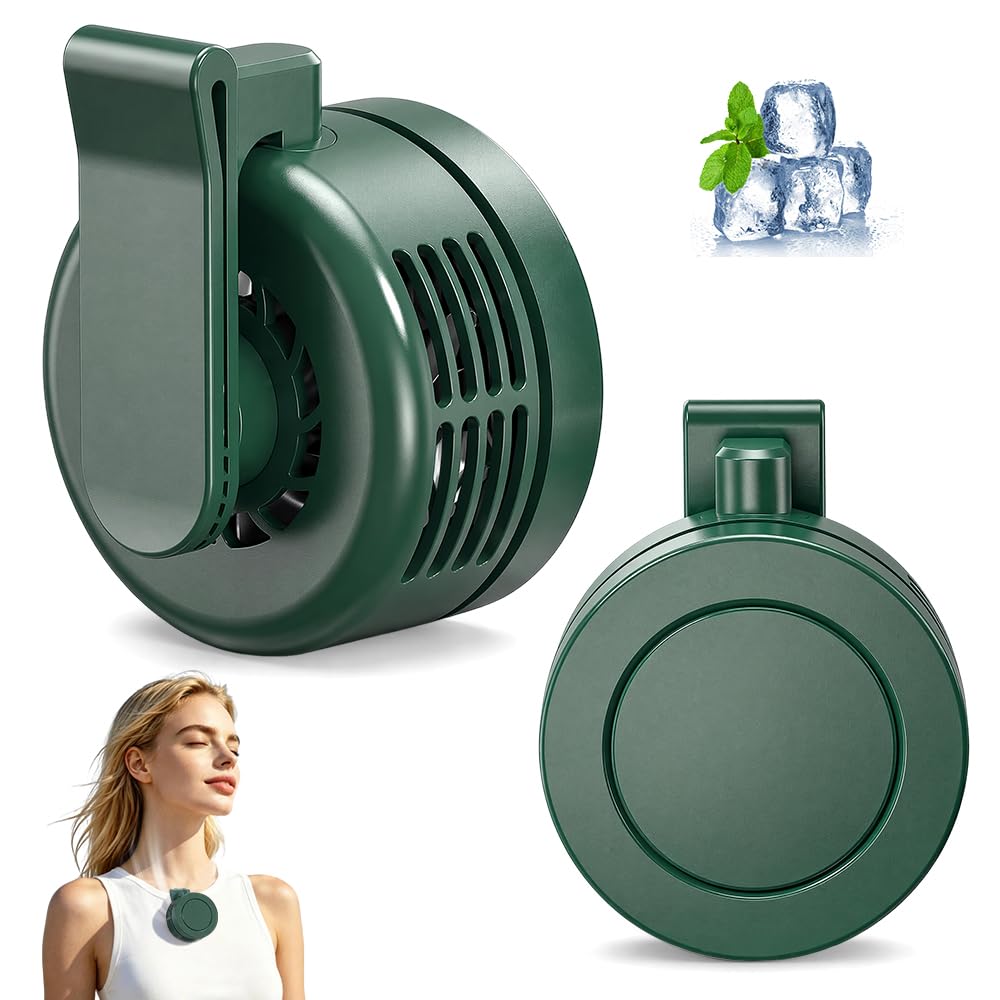 XEERUN Portable Silent Mini Bladeless Fan, Clip On Waist & Neck Fan, 3 Speeds, 360 ° Rotation Electric Fan, Rechargeable