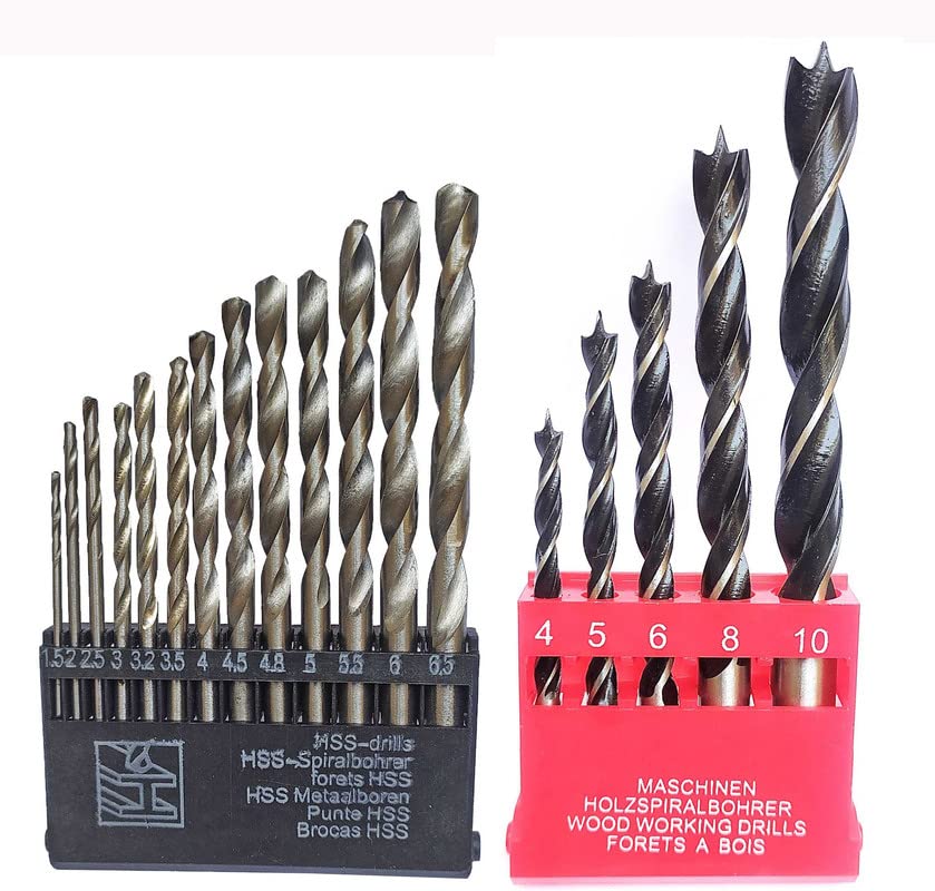 Inditrust NEW Heavy duty 13pc HSS drill bit and 5pc Wood drill bit set (Pack of 2) (B0BQRLTKZB) Amazon Price History, Amazon Price Tracker