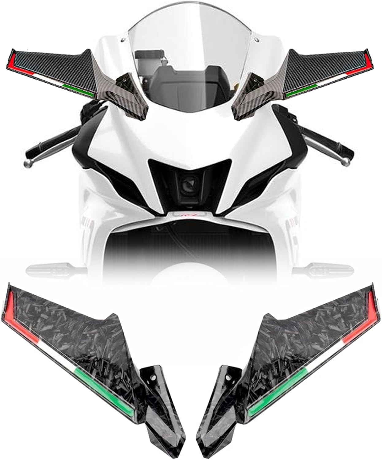 for YZF-R7 YZF R7 2021-2025 Wind Wing Rearview Mirror Motorcycle Mirror Motorcycle Wing Mirror Wind Wing Reflector Hidden Mirror (Forged Carbon Pattern)
