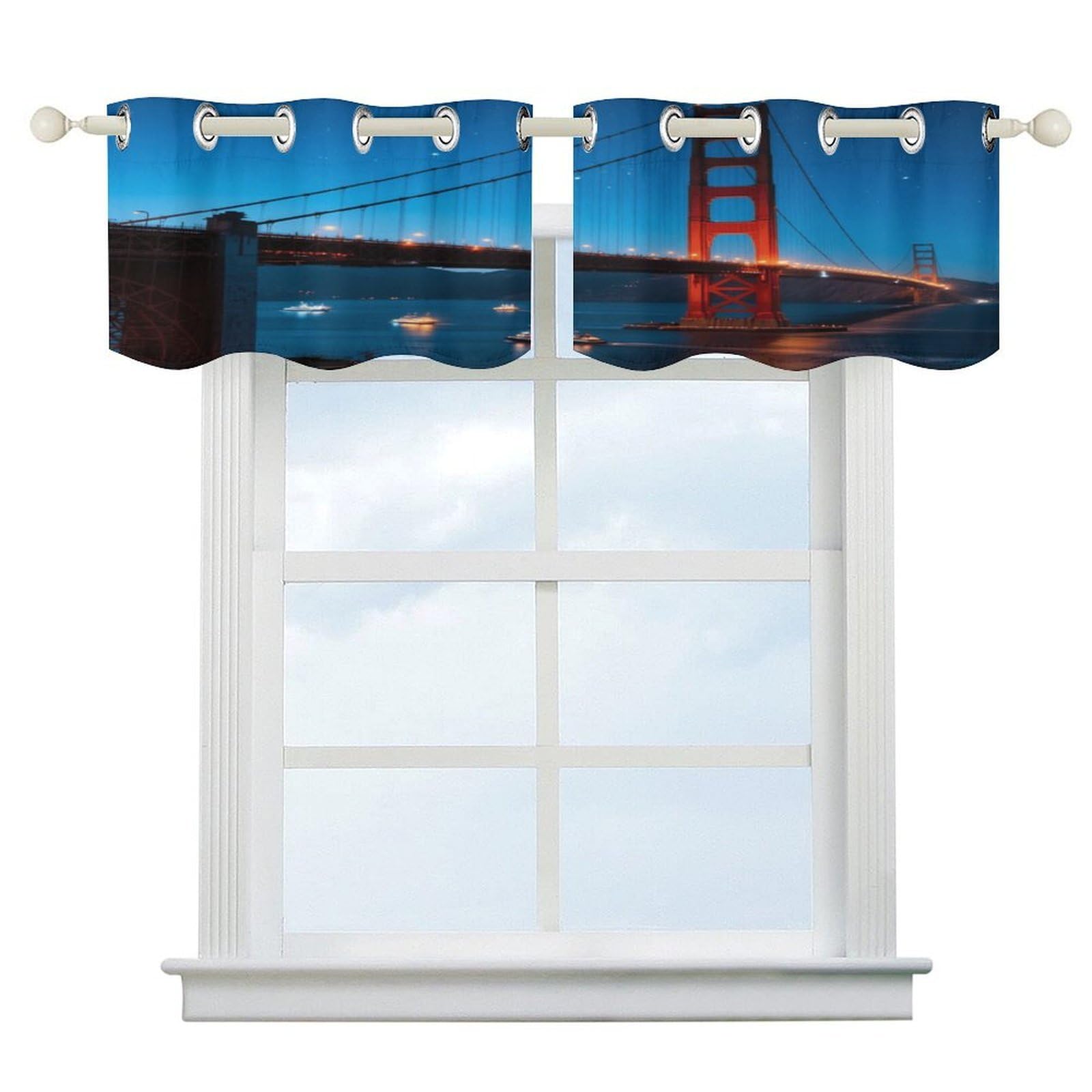 Fekiloot Style Golden Gate Bridge Short Curtains Valance Curtain