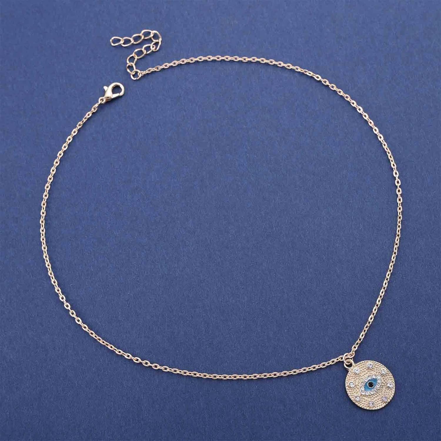 Gothic Evil Eye Coin Necklace Gold Cz Eyes Necklaces Evil Evil Eye Medallion Necklace Luck Eyes Chain Necklaces Disc Coin Pendent Protection Jewelry for Women - Image 4