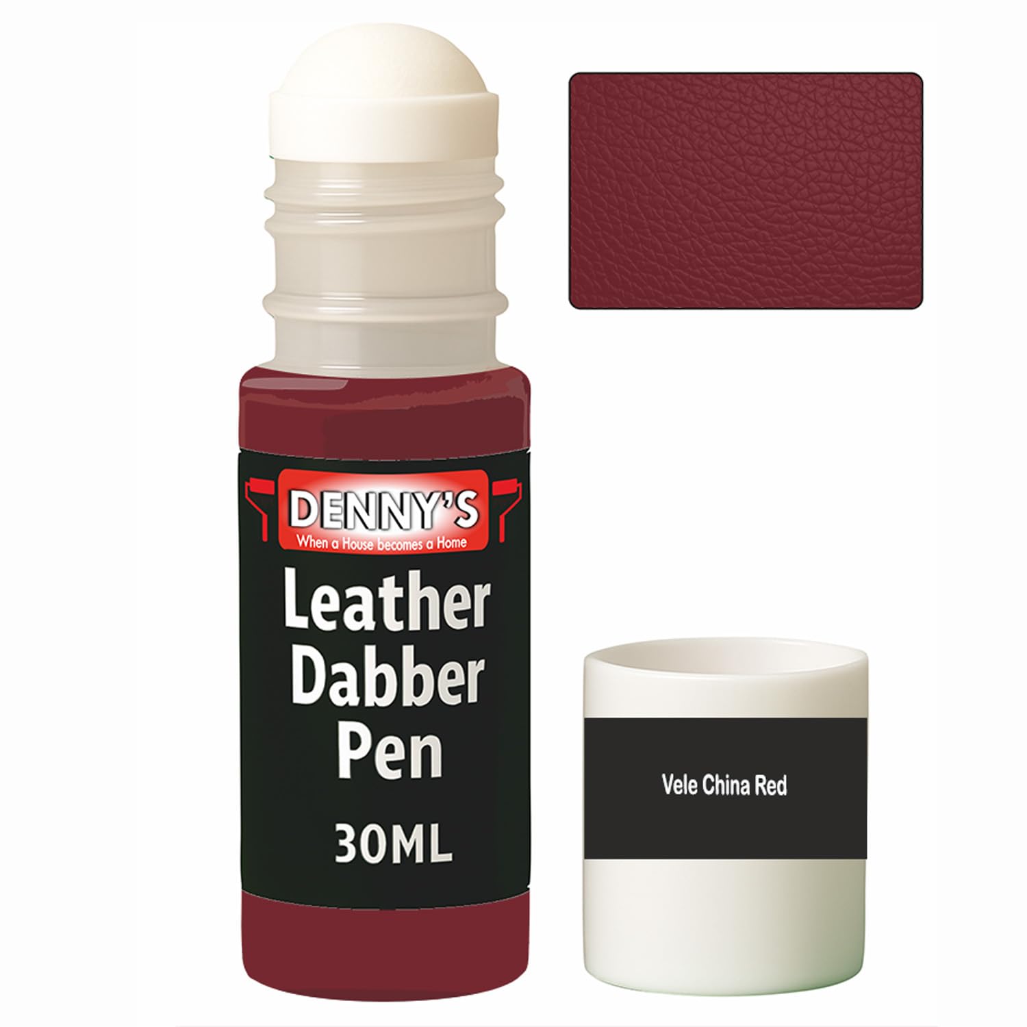 Leather Colour Restorer Recolouring Balm Repair Treatment for Faded & Worn Absorbent Leather Shoes, Boots, Jackets (56 Vele China Red, Dabber Pen 30ml)