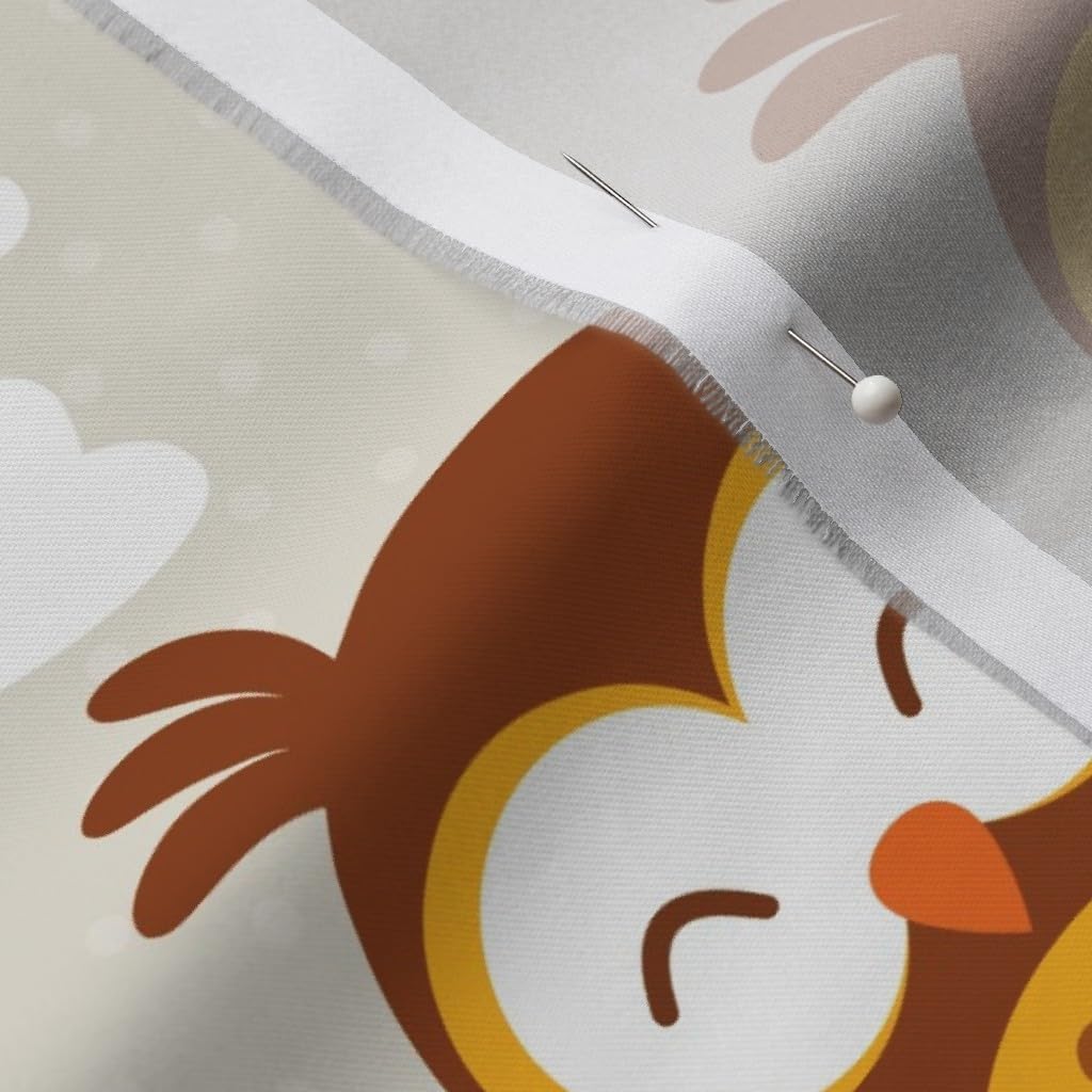 Spoonflower Fabric - Woodland Creatures, Fox, Deer, Hedgehog, Mushroom, Owl, Orange, Brown Printed on Organic Cotton Sateen Fabric by The Yard - Sewing Quilting Apparel Home Decor