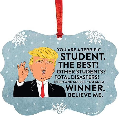 Miniatura 97 de Andaz Press Presidente Donald Trump Fancy Frame Recuerdo Adorno de Navidad, Regalo de broma de Técnico de Farmacia, 1 paquete, divertidas ideas