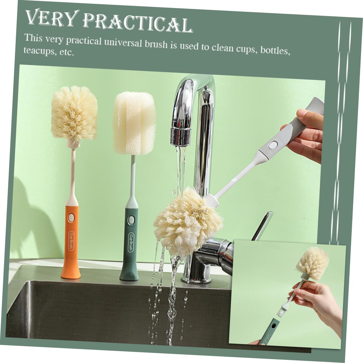 minkissy 1 Set Replaceable Cup Brush Glassware Cleaning Tool Home Cup Brush Bottle Cleaner Long Handle Cleaner Detachable Bottle Brush Bottle Brush Cleaning Brush Simple Mug Brush