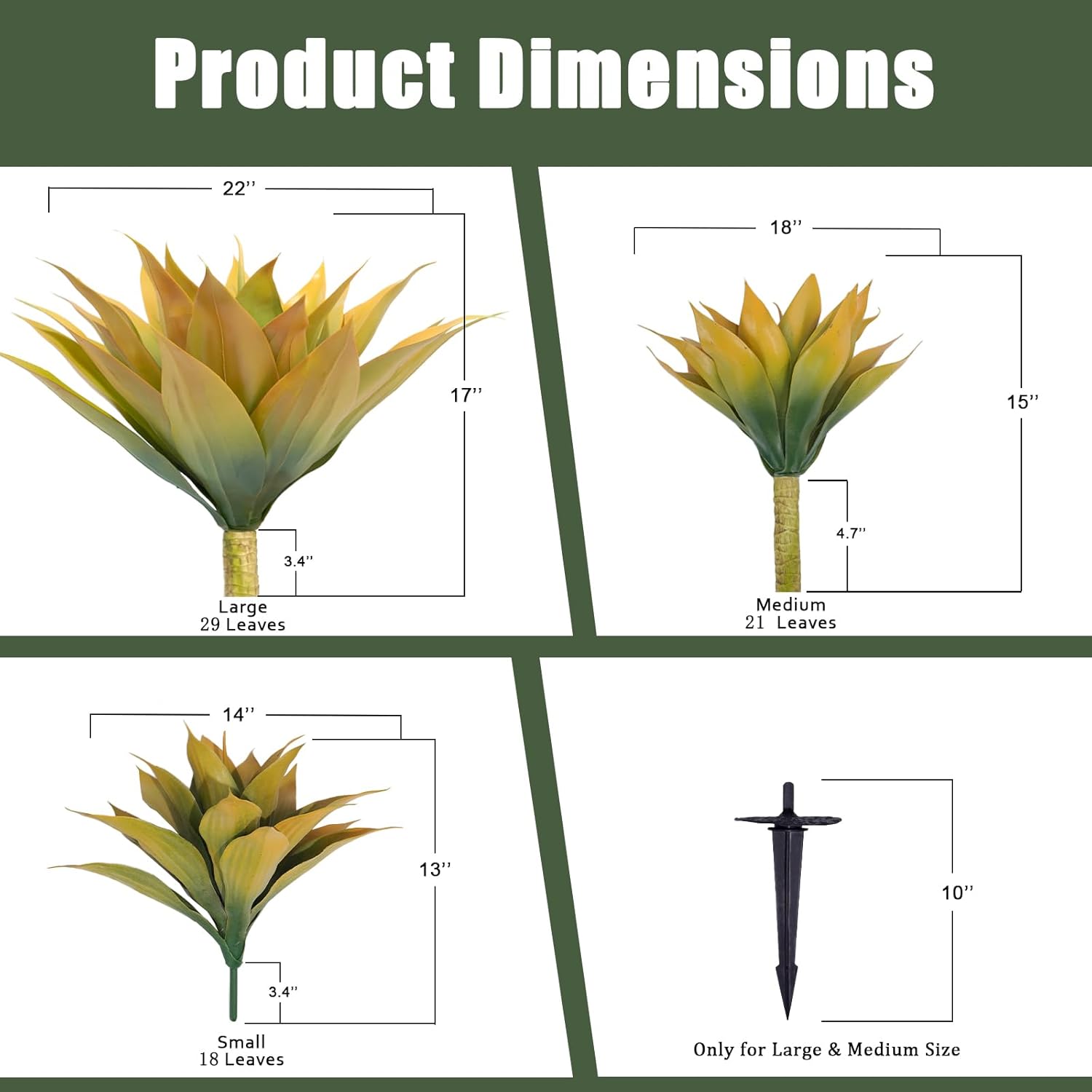 Artificial Agave Plants, Realistic UV Resistant Fake Aesthetic Plants for Outdoor Indoor, Home Decor for Garden, Porch, Doorway, Patio (2PCS, Yellow, Large) - Image 5