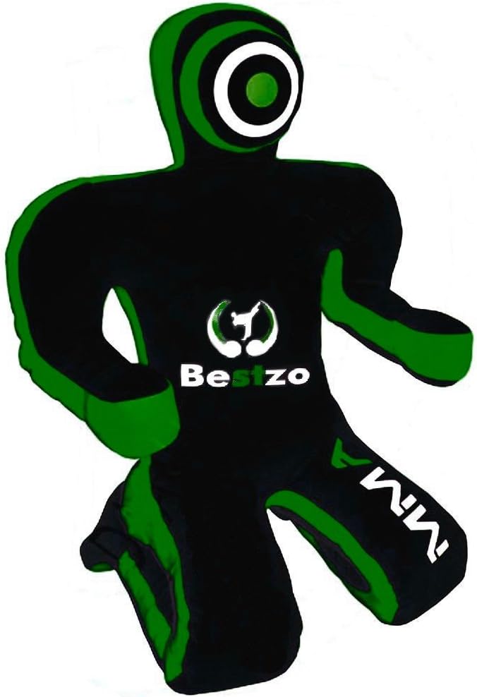 Bestzo MMA Jiu Jitsu Judo Punching Bag Grappling Dummy Green/Black Sitting Position Hands on Front-Unfilled