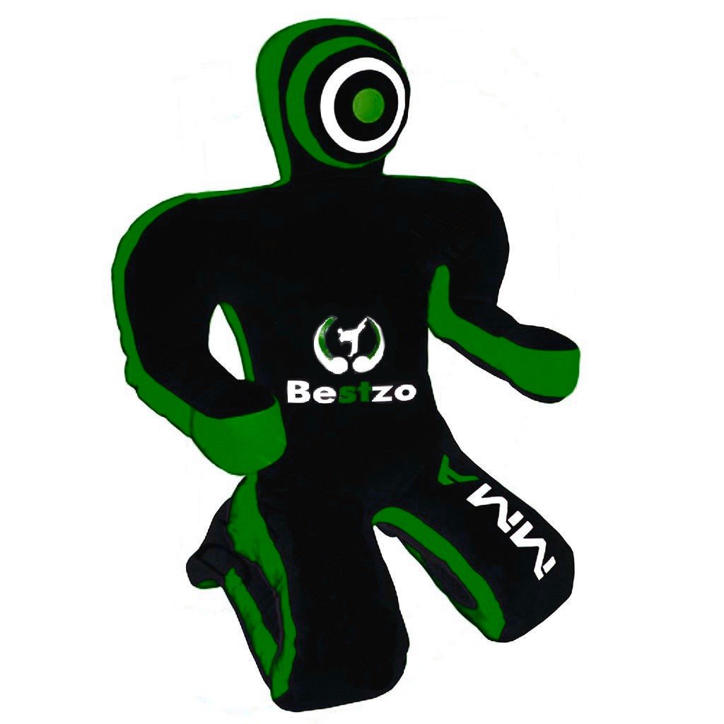 Bestzo MMA Jiu Jitsu Judo Punching Bag Grappling Dummy Green/Black Sitting Position Hands on Front Canvas- 48 inches-Unfilled