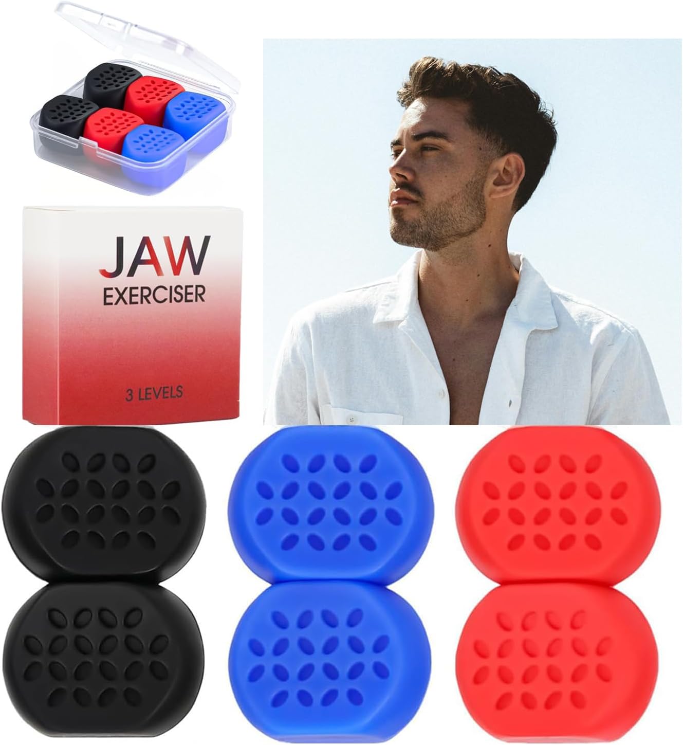 6pc Jaw Exerciser Ball Jawline Jaw Tooth Train for Man&Woman Enhancing Gum Double Chin Exerciser Jawline Gum Enhance Your Facial Appearance Strong Jaw Workout Mouth Ball for Jaw