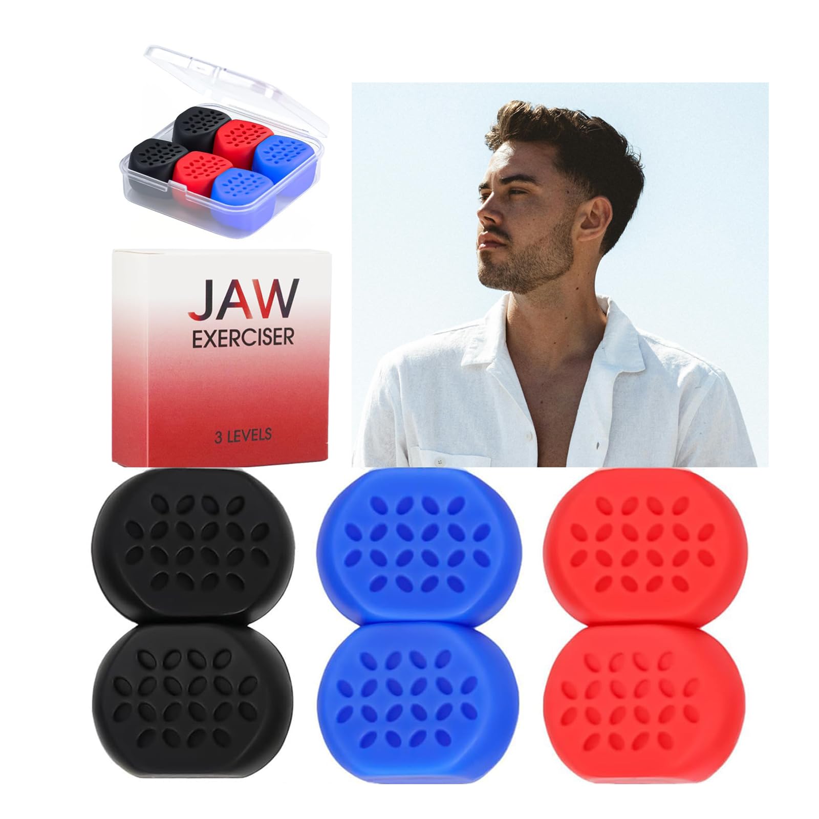 6pc Jaw Exerciser Ball Jawline Jaw Tooth Train for Man Woman Enhancing Gum Double Chin Exerciser Jawline Gum