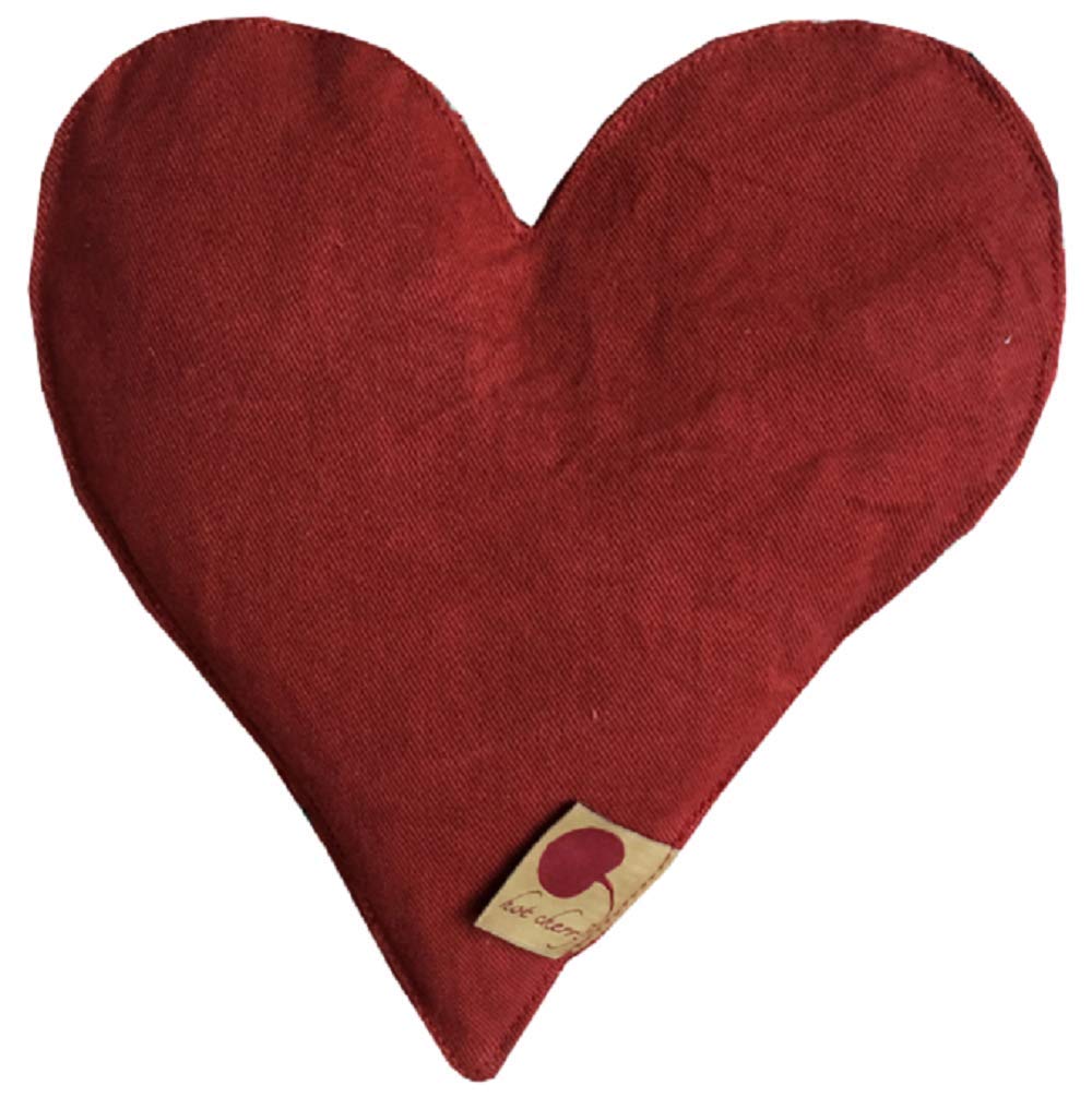 Hot CherryHeart-Shaped Cherry Pit Pillow (Natural-Dyed Denim, Gift Wrapped in a Pie Box.) Relaxes Muscles, relieves Pain, Tummy Cramps with Moist Heat, FHA/HSA Approved