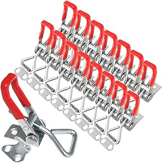 16 Pack Adjustable Toggle Clamp, 330lbs Holding Capacity Heavy Duty 4001 Style Toggle Latch Hasp Clamp for Door, Box Case Trunk, Smoker Lid Jig, Quick Release Pull Latch, Sturdy Metal Draw Latch