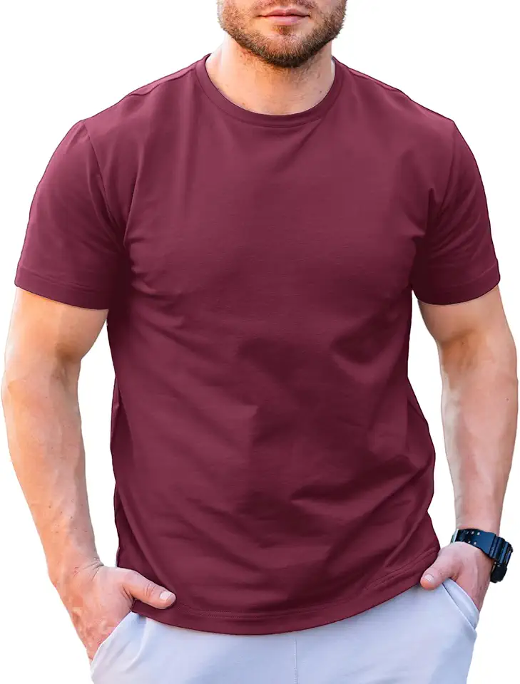 Men’s Breathable Crew Neck Short Sleeve Cotton T-Shirts Comfortable Summer Tees, S-4XL