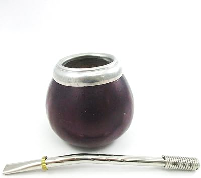 Traditional Mate Yerba Gourd With Bombilla Straw Set Argentina Tea Handmade Artisan Silver