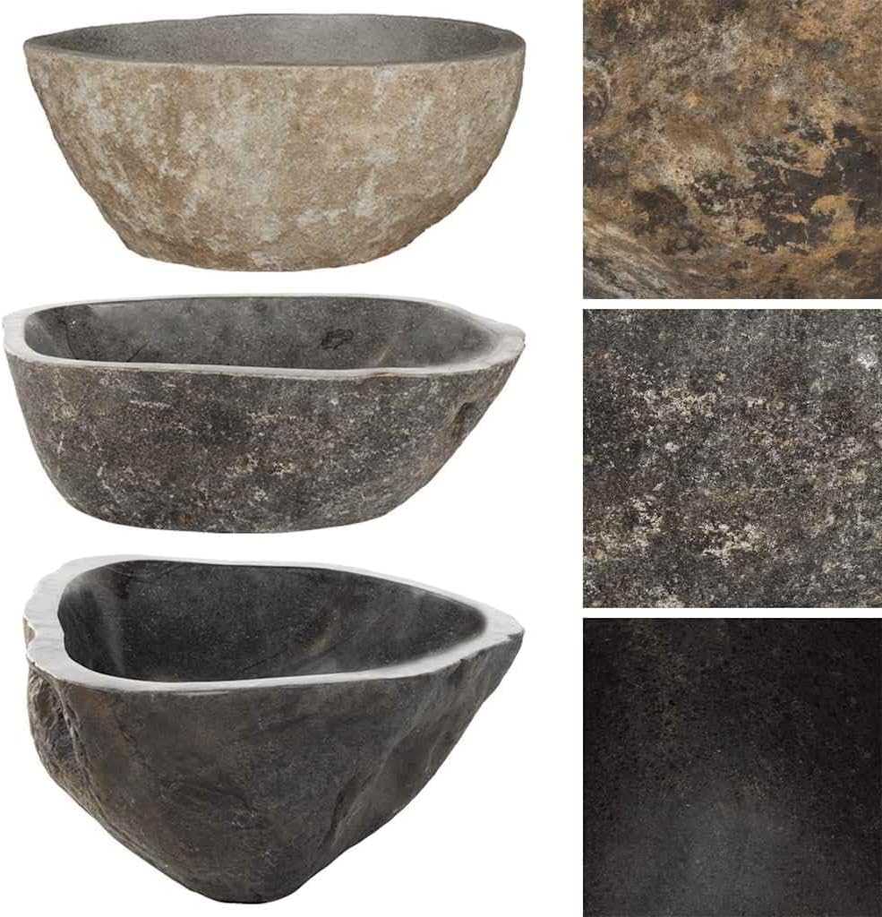 vidaXL Wash Basin, Bathroom Sink Bath Wash Bowl, Vanity Sink Bathroom Basin Small Bathroom Sink, Countertop Wash Basin Wash Sink, River Stone Oval