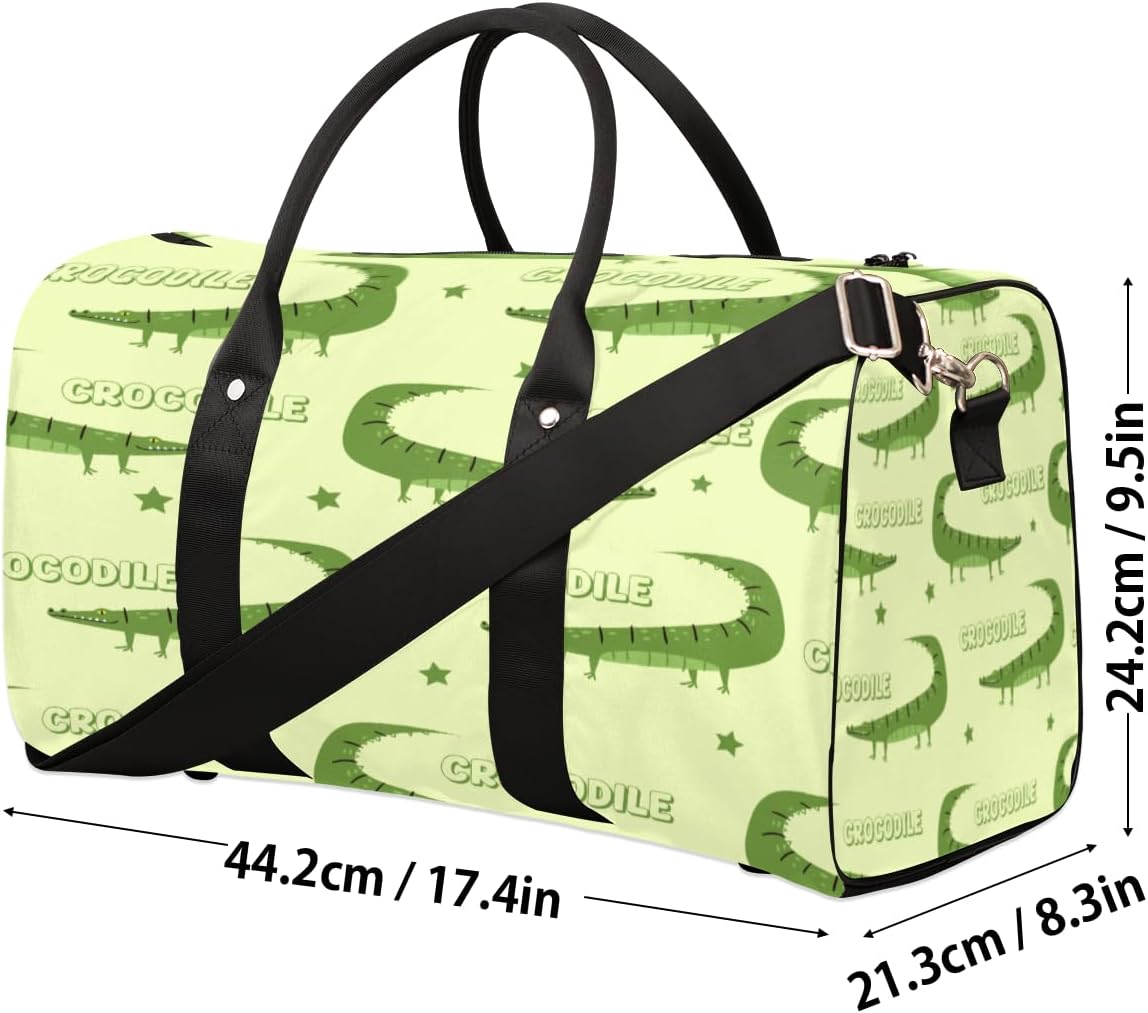 Crocodiles Cute Travel Duffel Bag for Women Men Large Capacity Overnight Weekender Bags for Lightweight Waterproof Sport Gym Bag for Workout Yoga Swim