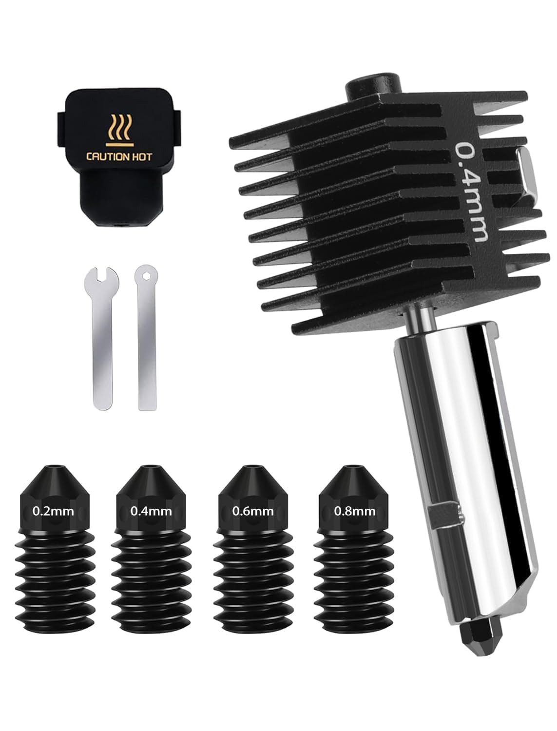 3D Printer Nozzle for Bambu Lab A1/A1 Mini Printer, 0.2MM 0.4MM 0.6MM 0.8MM Upgrade High-Temperature Hardened Steel Hotend Replacements & Silicone Sock for Bambulab Accessories-image-49