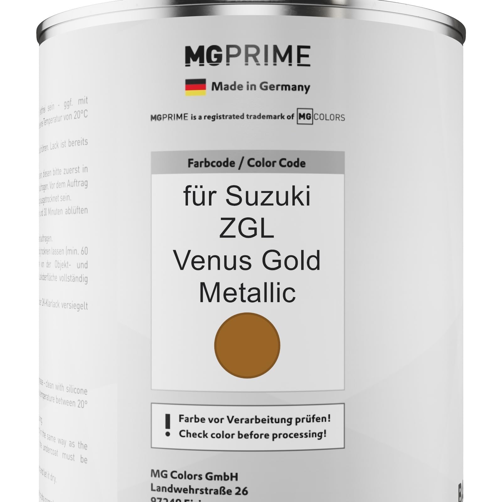 MG PRIME Lakier samochodowy w puszkach do Suzuki ZGL Venus Gold Metal. 2,5L