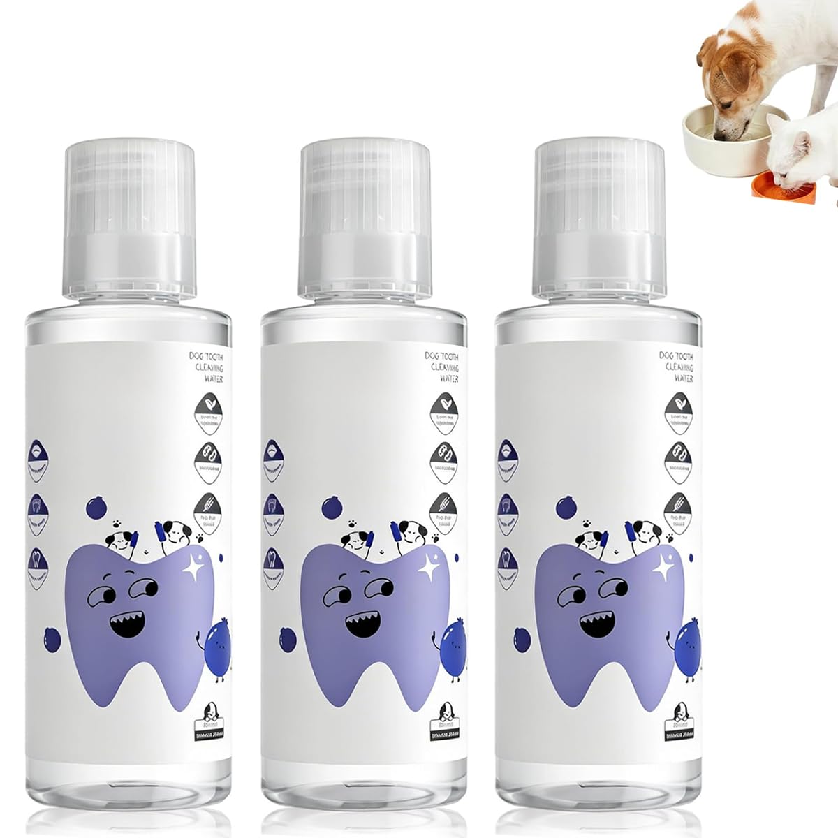 Paw Bright Dental Plus Zahnpflege für Haustiere geruchs und geschmacksneutrale Formel zur Bekämpfung von Zahnstein fördert gesundes Zahnfleisch und erfrischt den Atem (200ml*3)