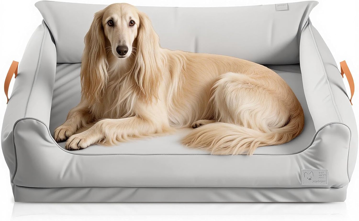 Removable Orthopedic Dog Beds for Large Dogs, Leather Memory Foam Dog Sofa Bed, Waterproof Durable Dogs Bed Couch with Non Skid Bottom for All Pet Sizes (Silver Gray, X-Large)