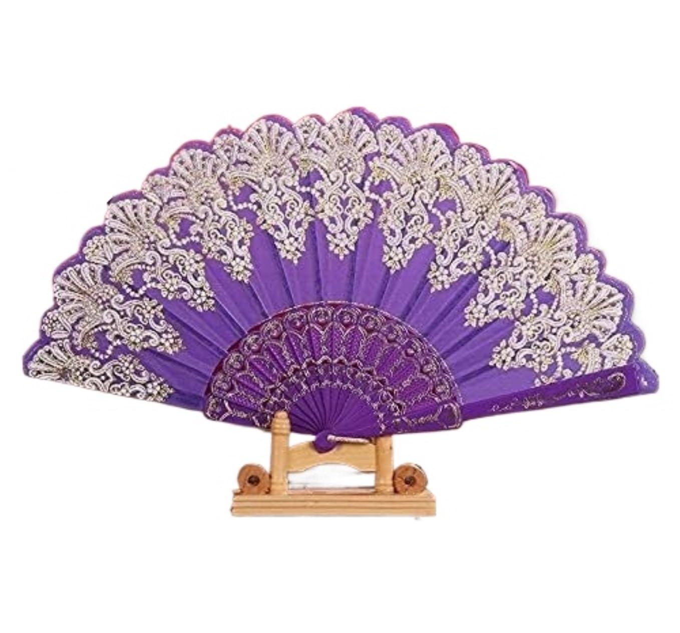 DANNMPX Display Fans Folding Hand Fan Retro For Wedding Party Chinese Style Dance Cloth Hand Held(Purple)