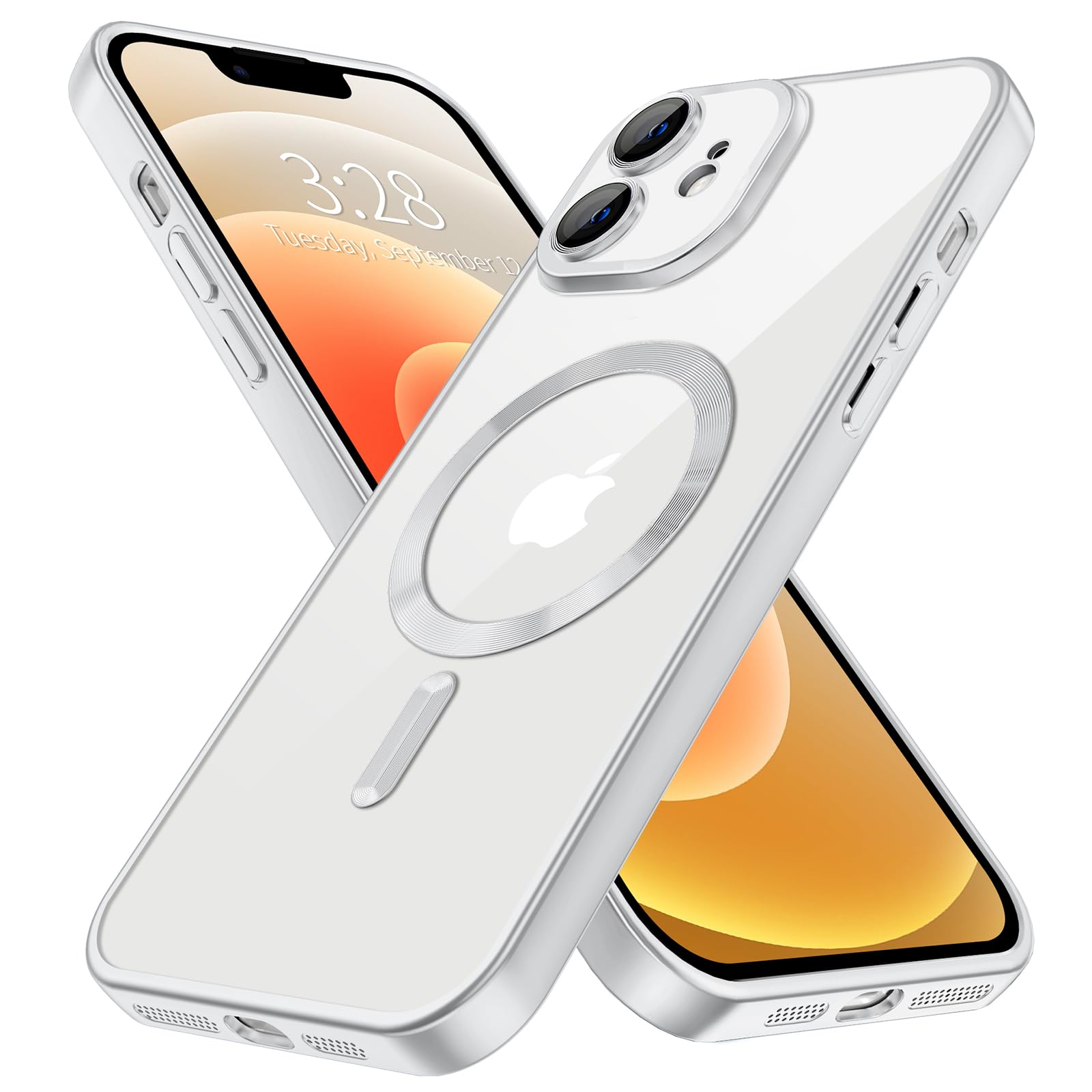 Hython Magnetic Clear for iPhone 12 Case with Camera Lens Protector [Compatible with MagSafe] Luxury Plating Edge Slim Soft TPU Cover Protective Phone