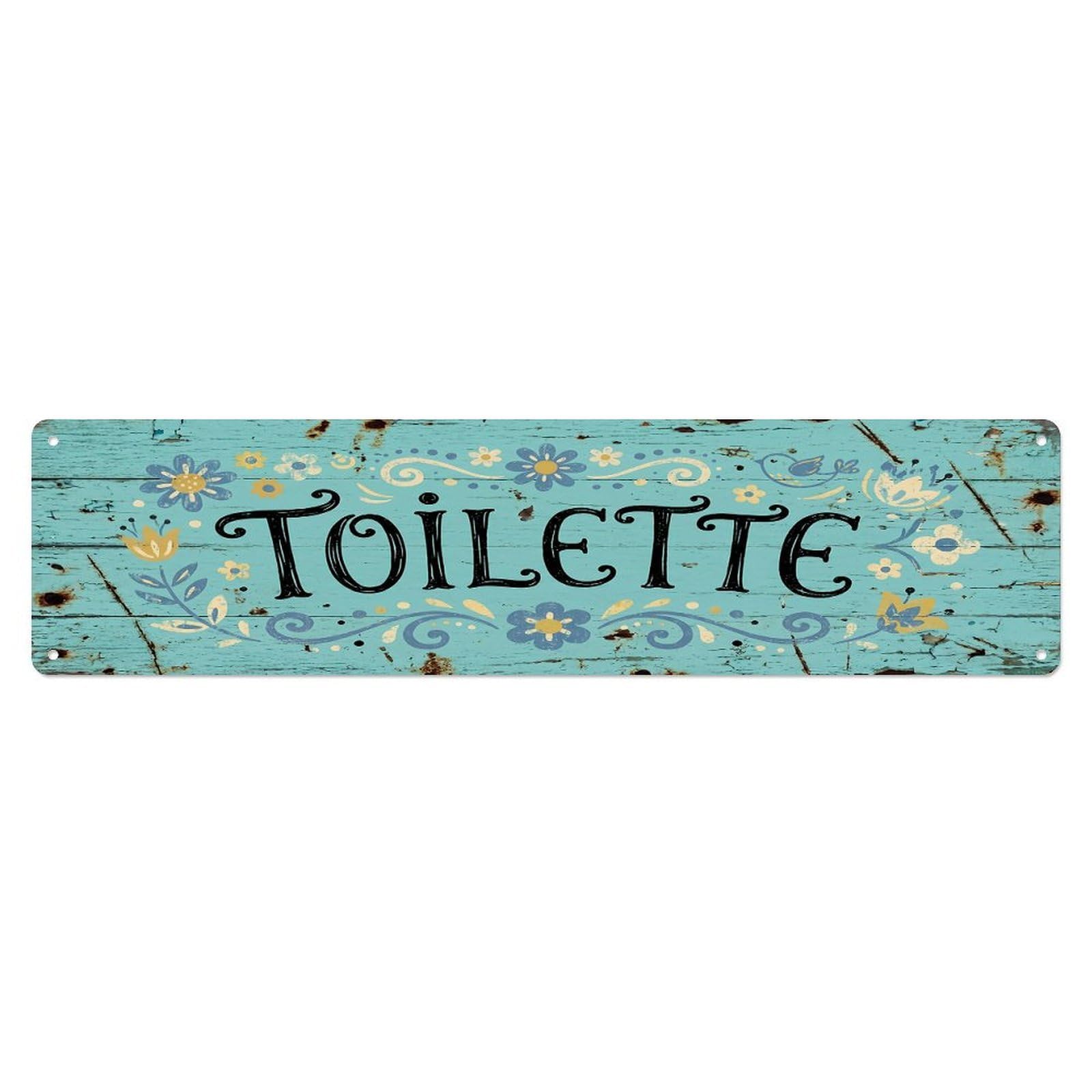Distressed Cheerful Home Restroom Toilet(WC) Door Metal Tin Sign Plaque Wall Decor for Cafe, Club Bar, Office, Home Garden Metal Poster 4x16Inch