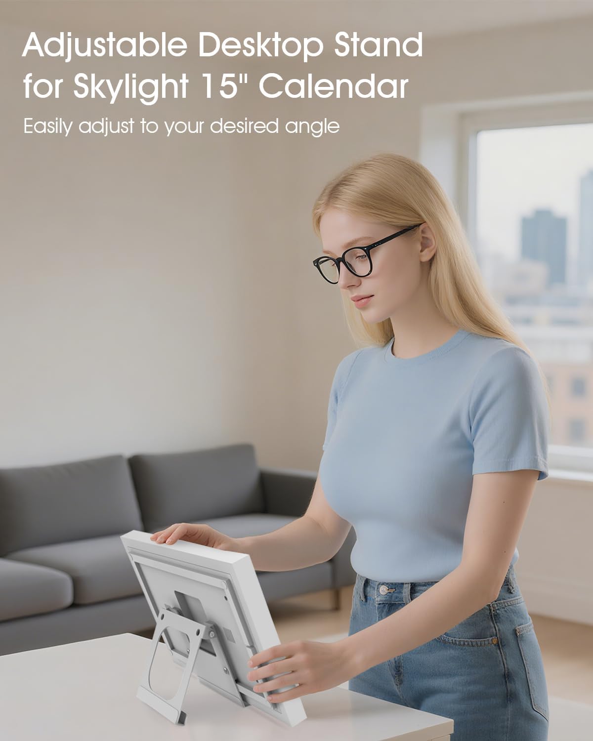 Adjustable Desktop Stand Compatible with Skylight Calendar 15'' (Gen 1) – Heavy-Duty Metal, Infinite Tilt Adjustment – Premium Accessory for Digital Calendar (Not Compatible with 15 Inch Gen 2)