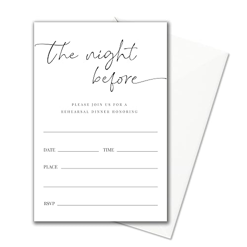 Wedding Rehearsal Invitations – 20 4x6 Inch Cards with Envelopes,