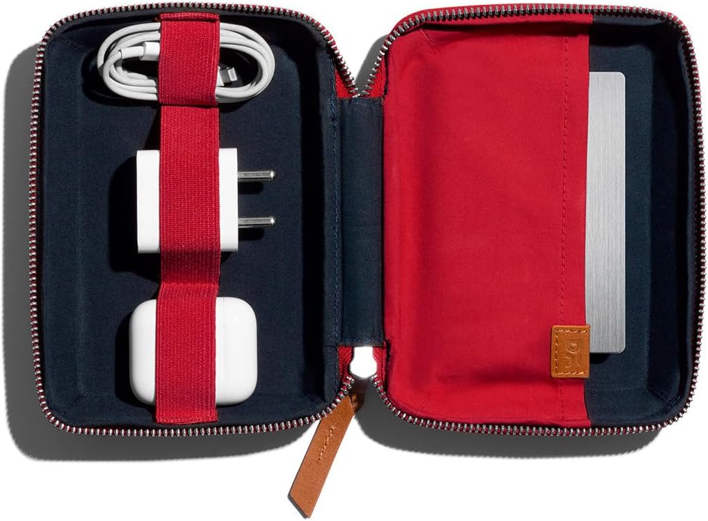 DailyObjects Travel Digital Accessories Storage Bag | Portable Gadget Organizer Case | Regular Zippered Tech Kit Organizer Pouch - Red (Canvas)