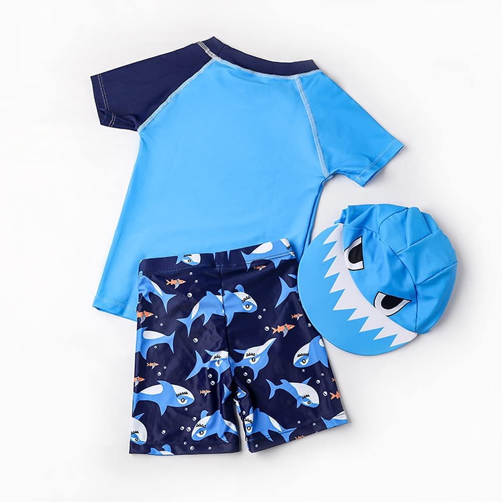 Baby and Toddler Boys' 3-Piece Swimsuit Set Bathing Suit with Hat - Image 4