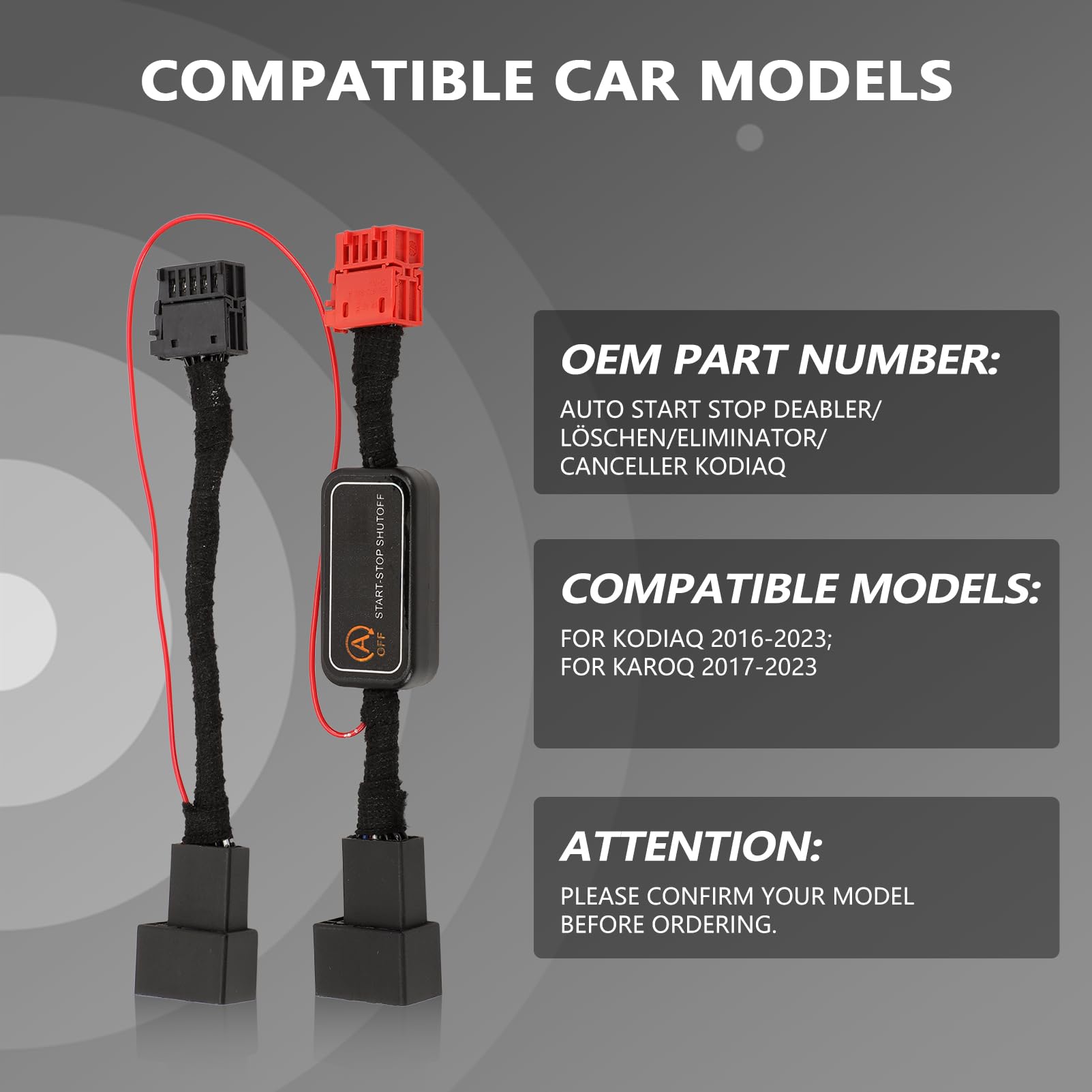 Start Stop podwójny kabel do Kodiaq 2016-2023 Karoq 2017-2023 Auto Start Stop Deabler/Usuwanie/Eliminator/Canceller