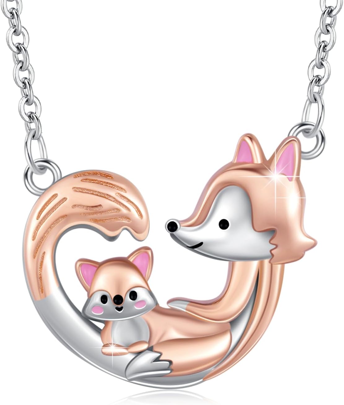OHAYOO Renard, Chat, Dauphin, Papillon, Libellule, Tortue - Chaîne En Argent 925 - Pendentif Animal - Collier En Pierre De Lune - Bijoux Pour Cadeaux Pour Femme Et Fille, Argent Sterling