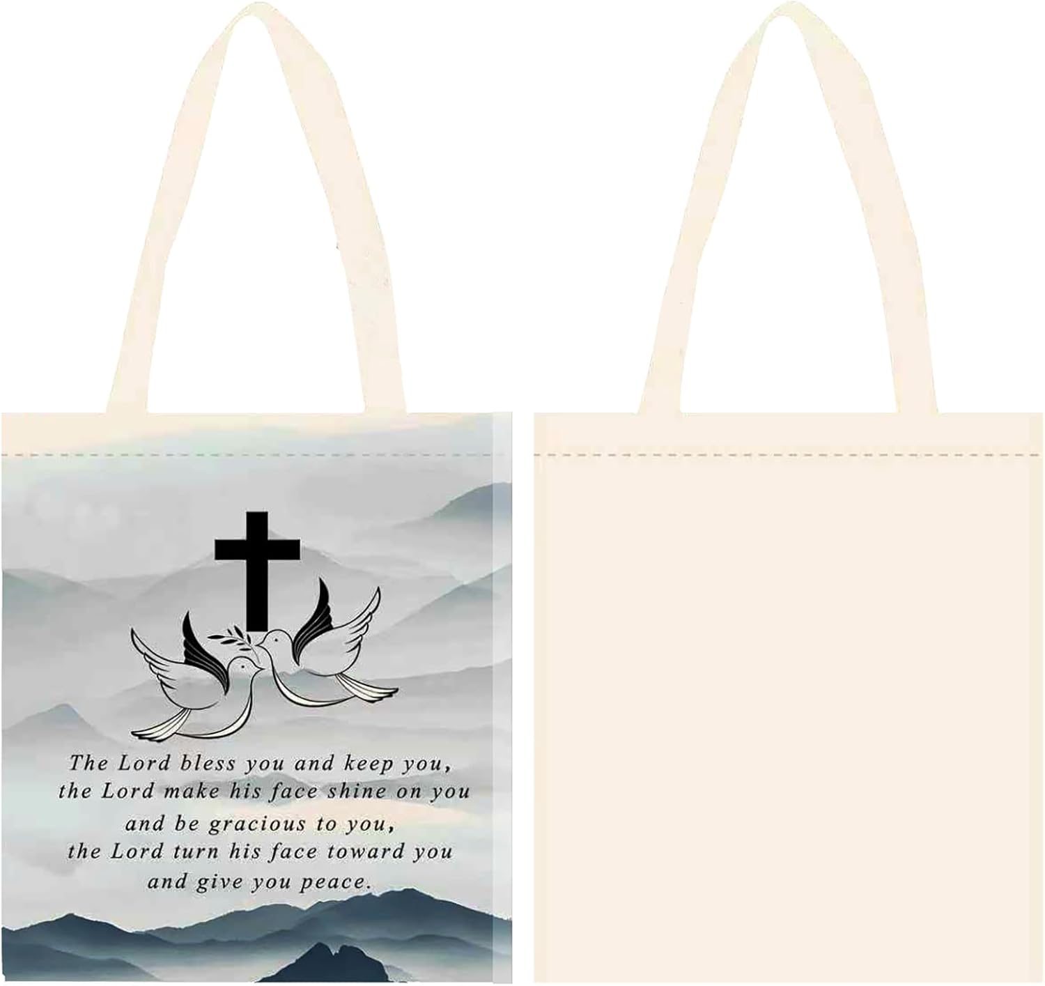 4 Pack Christian Cross Tote Bag Faith Blessing Reusable Canvas Tote with Peace Dove & Inspirational Quote - Eco Friendly Religious Gift Tote for Church Bible Study Daily Use | Durable & Reusable, Ideal Christian Gift, Dual-Sided Use, Faith-Focused Design