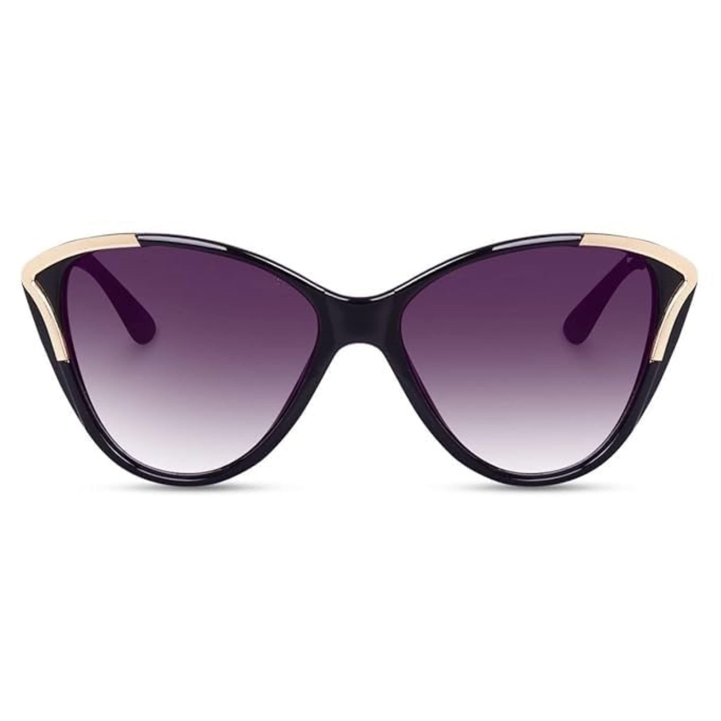 New Cat Eye Sunglasses for Women UV Proceted Lightweight Round Black Frame with Gold Accents, Gradient Lens Cateye modal Fashionable Sunglasses For Women & Girls-image-38