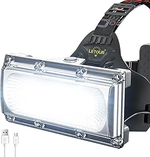 LED Headlamp, LETOUR COB Headlamp USB Rechargeable Headlight 1800 Lumen Waterproof Work Headlamp for Outdoor Camping, Hiking(Without Packing Box)