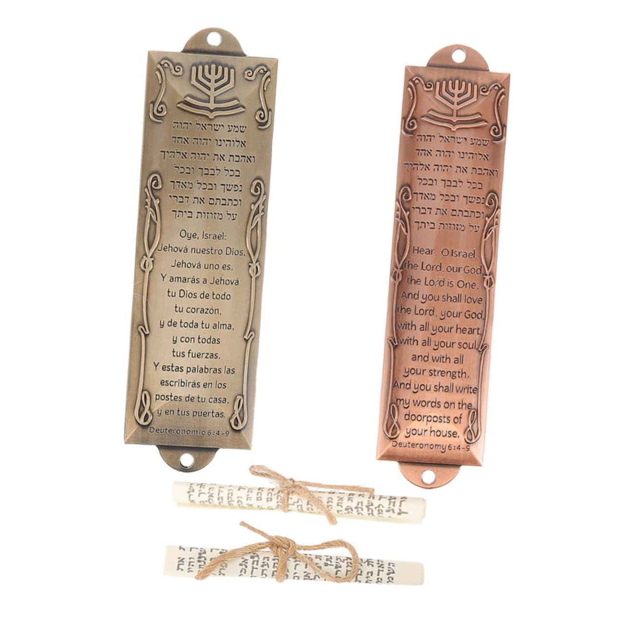 HOODANCOS 2 Sets Mezuzah with Scroll Bless This House Wall Decor for Front Door Antique Finish Metal Mezuzah Jewish Religious Decor for Multiple Entryways English Hebrew Blessing