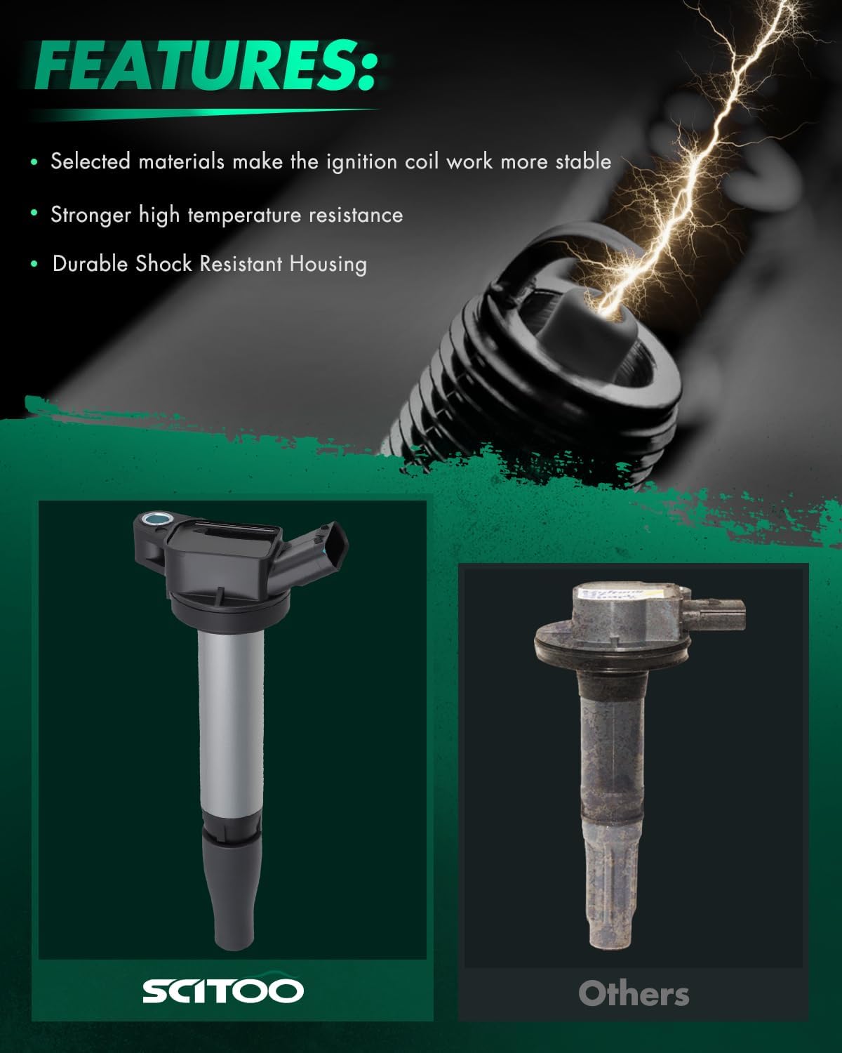 SCITOO Ignition Coil Coils Pack fits for Toyota Tacoma 3.5LL 2016 2017 2018 2019 2020 for Toyota Tacoma 2.7LL 2016 UF796 set of 6