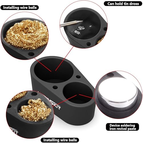 Miniatura 8 de Handskit - Limpiador de puntas punta de soldador de hierro punta de soporte punta de estaño de alambre limpio puntas de bola de repuesto azul