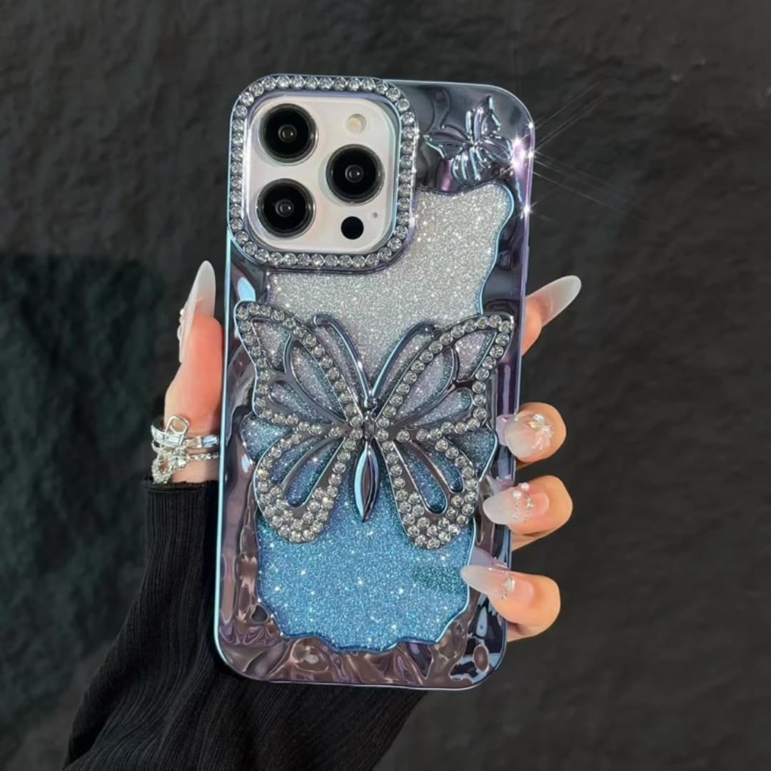 Coque iPhone 14 Pro Papillon Paillettes pour Soirées Chic