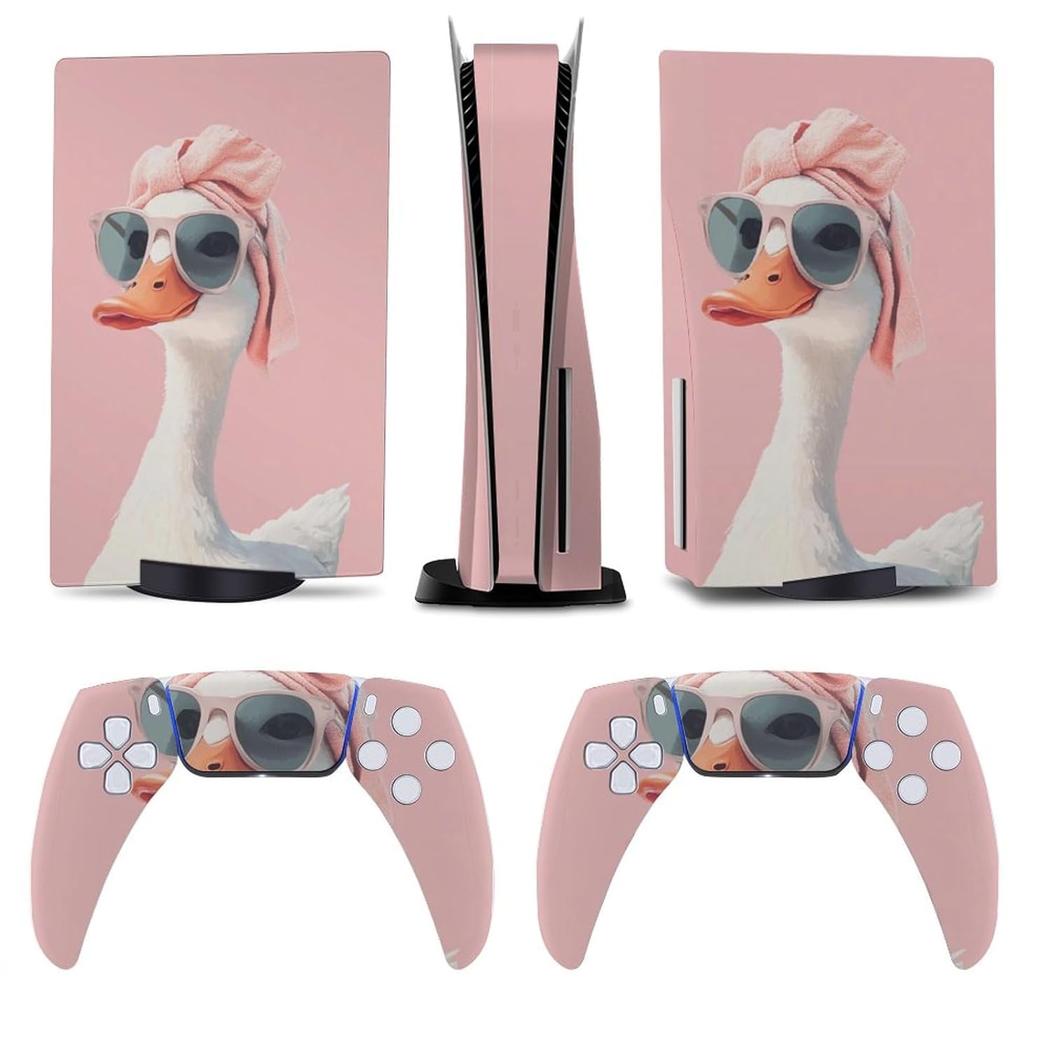 Duck Wearing Pink Sunglasses for Model 5 Skin Console and Controller Accessories Cover Skins Anime Vinyl Cover Sticker