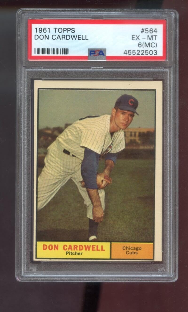 1961 Topps #564 Don Cardwell PSA 6 (MC) Graded Baseball Card MLB HIGH NUMBER HN Chicago Cubs