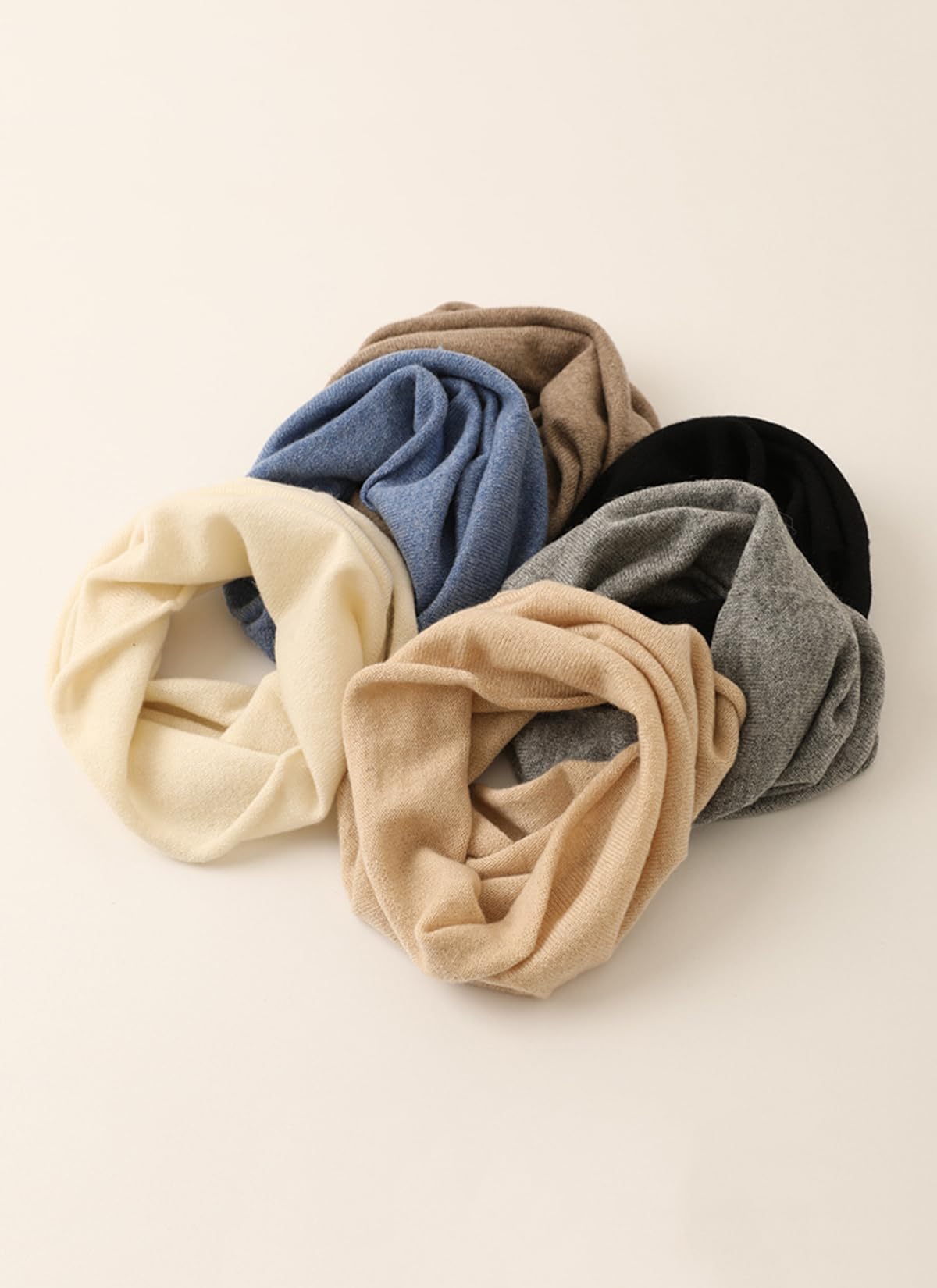 Mujer Hombre Bufanda Tubo Loop de Punto 100% Cachemira, Invierno Ligero Calentador de Cuello Bufanda Circular Tejidas, Suave Cálido Bufanda Tubular de Cuello Loop Pañuelo para Esquí Ciclismo Coffee